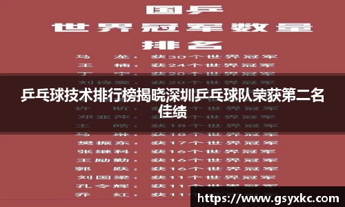乒乓球技术排行榜揭晓深圳乒乓球队荣获第二名佳绩