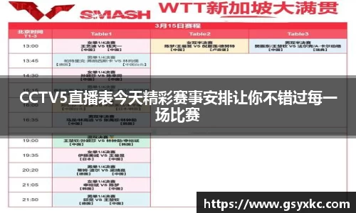 CCTV5直播表今天精彩赛事安排让你不错过每一场比赛